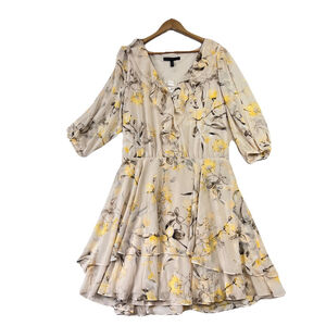 White House Black Market Yellow Floral Mini Dress